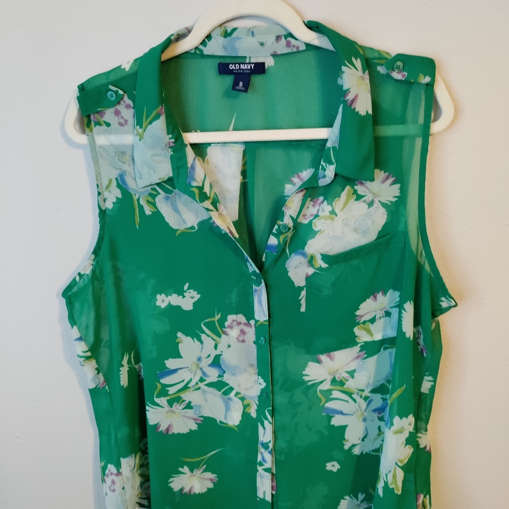 Old Navy Women's Sleeveless Floral Green